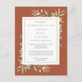 Terracotta Groenaardige Viering van het Leven Uitn Aankondigingskaart (Voorkant)