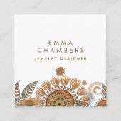 Terracotta Groene Sieraden Ontwerper Vierkante Visitekaartje (Voorkant)