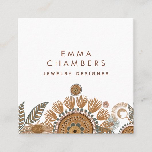 Terracotta Groene Sieraden Ontwerper Vierkante Visitekaartje (Voorkant)