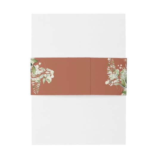 Terracotta groene slingerlichten bruiloft uitnodigingen wikkel (Achterkant Voorbeeld)