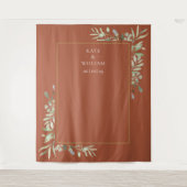 Terracotta groene trouwfoto booth achtergrond wandkleed (Voorkant)