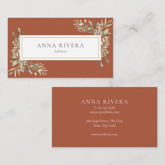 Terracotta Groenelementen Goud Geometrisch Profess Visitekaartje (Voorkant / Achterkant)