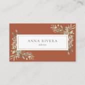 Terracotta Groenelementen Goud Geometrisch Profess Visitekaartje (Voorkant)