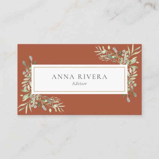 Terracotta Groenelementen Goud Geometrisch Profess Visitekaartje (Voorkant)