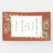 Terracotta Groenery Botanische Trouw Welkomstbord Spandoek (Horizontaal)