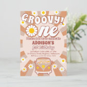 Terracotta Groovy One Retro 1ste verjaardag Kaart (Staand voorkant)