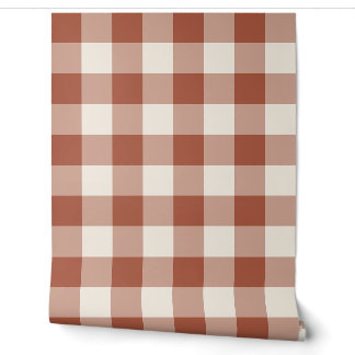 Terracotta grote gingham geruite plaid behang