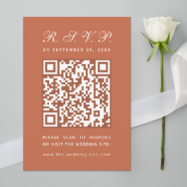 Terracotta grote QR-code eenvoudige kalligrafie Hu RSVP Kaartje