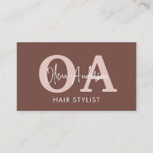 Terracotta Hair Stylist QR Code Monogram Visitekaartje (Voorkant)