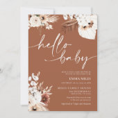 Terracotta Hallo Baby Uitnodiging tot Baby shower (Voorkant)