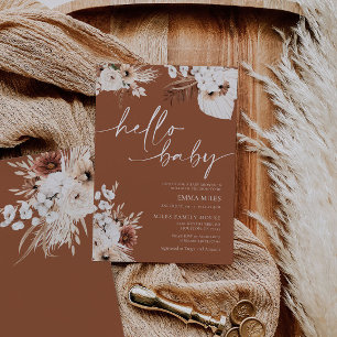 Terracotta Hallo Baby Uitnodiging tot Baby shower