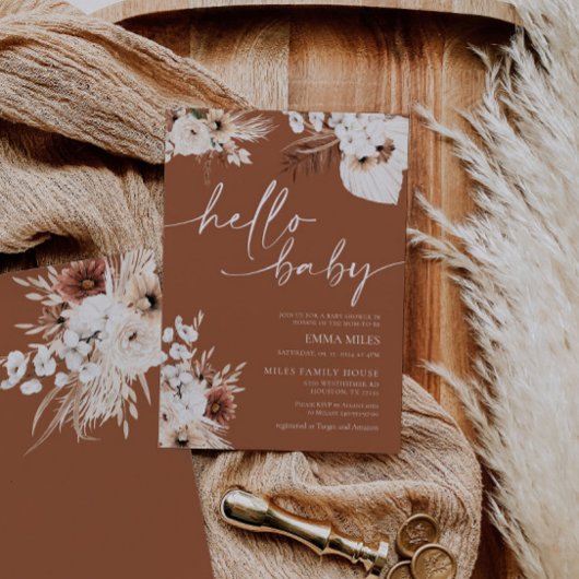 Terracotta Hallo Baby Uitnodiging tot Baby shower