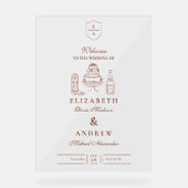 Terracotta Hand getekend Funky Western Doodle Wedd Acryl Bord (Voorkant)