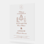 Terracotta Hand getekend Funky Western Doodle Wedd Acryl Bord (Hoek)