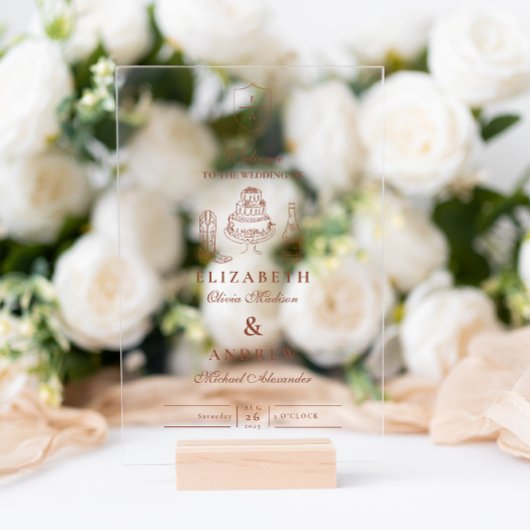 Terracotta Hand getekend Funky Western Doodle Wedd Acryl Bord