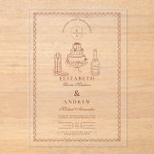 Terracotta Hand getekend Funky Western Doodle Wedd Acryl Uitnodigingen (Voorkant)