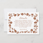 Terracotta Hand getrokken bloem bruiloft details RSVP Kaartje (Voorkant)