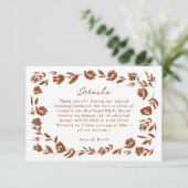 Terracotta Hand getrokken bloem bruiloft details RSVP Kaartje (Staand voorkant)