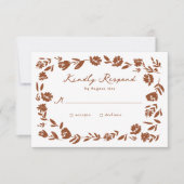 Terracotta Hand getrokken grillige bloem bruiloft RSVP Kaartje (Voorkant)