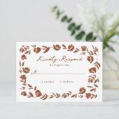 Terracotta Hand getrokken grillige bloem bruiloft RSVP Kaartje (Staand voorkant)
