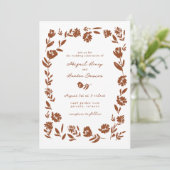 Terracotta Hand getrokken grillige Wildflower brui Kaart (Staand voorkant)