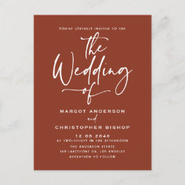 Terracotta Hand Lettered Calligraphy Boho Wedding Uitnodiging Briefkaart