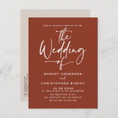 Terracotta Hand Lettered Calligraphy Boho Wedding Uitnodiging Briefkaart (Voorkant / Achterkant)