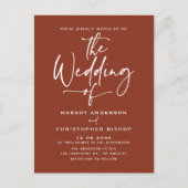 Terracotta Hand Lettered Calligraphy Boho Wedding Uitnodiging Briefkaart (Voorkant)
