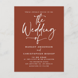 Terracotta Hand Lettered Calligraphy Boho Wedding Uitnodiging Briefkaart