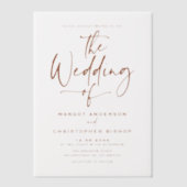 Terracotta Hand Lettered Calligraphy Wedding Vellum Uitnodigingen (Voorkant)