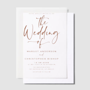 Terracotta Hand Lettered Calligraphy Wedding Vellum Uitnodigingen