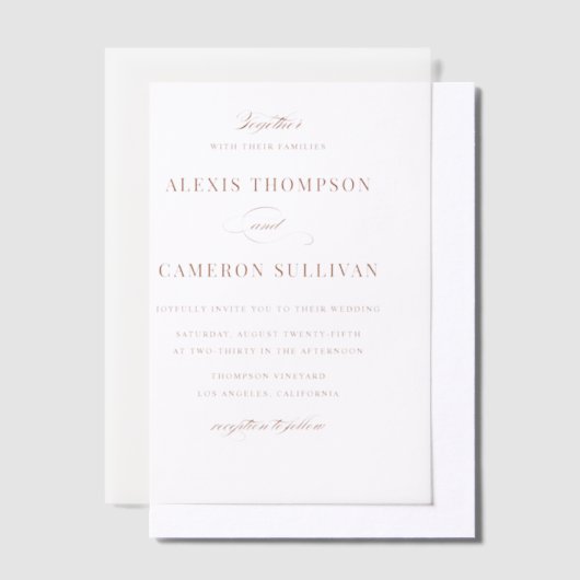 Terracotta Hand Lettered Calligraphy Wedding Vellum Uitnodigingen (Offset)