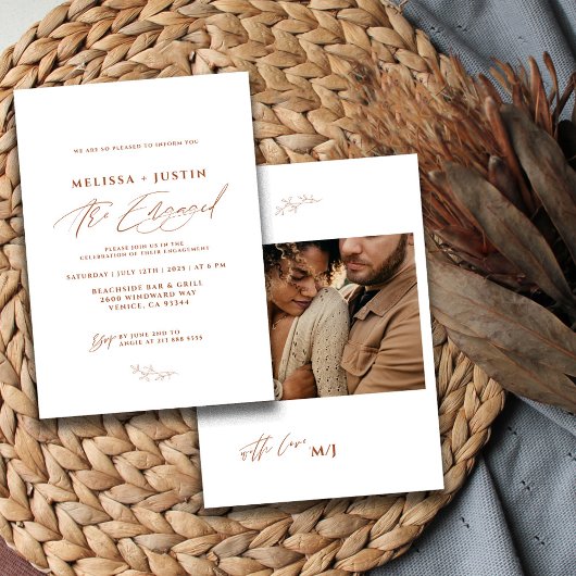 Terracotta Hand Lettered Photo Wedding Verloving Kaart