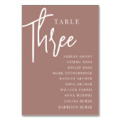 Terracotta Hand Scripted Table DREE + Guest Names Kaart (Voorkant)