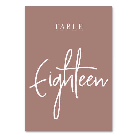 Terracotta Hand Scripted Table EIGHTEEN Kaart (Achterkant)