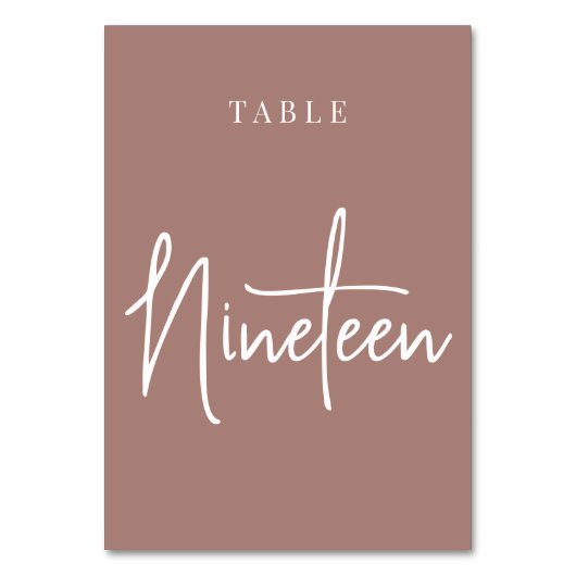 Terracotta Hand Scripted Table NINETEEN Kaart (Voorkant)