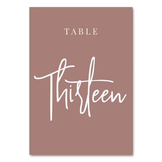 Terracotta Hand Scripted Table THIRTEEN Kaart (Voorkant)