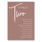 Terracotta Hand Scripted Table TWO + Guest Names Kaart (Achterkant)