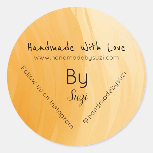 Terracotta handgemaakt met liefde op naam ronde sticker (Voorkant)