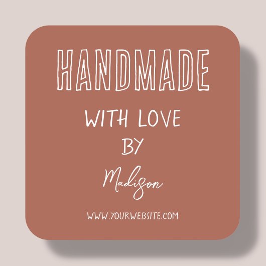 terracotta | Handgemaakt met liefde Vierkante Sticker