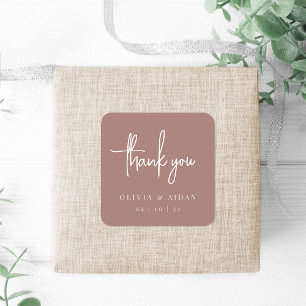 Terracotta Handgeschreven bruiloft met script Da Vierkante Sticker