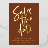 Terracotta handgeschreven de Foto van het Manuscri Folie Uitnodiging (Voorkant)