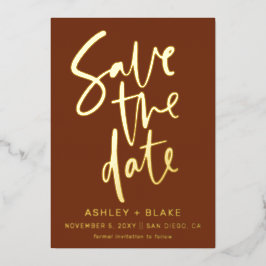 Terracotta handgeschreven de Foto van het Manuscri Folie Uitnodiging