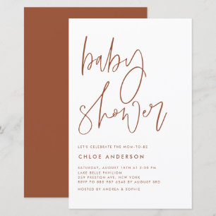 Terracotta handgeschreven het Baby shower van het 