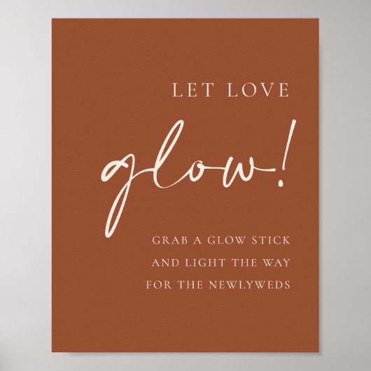 Terracotta handgeschreven script Laat liefde gloei Poster (Voorkant)