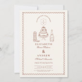 Terracotta Handgetekende Funky Westerse Doodle Bru Kaart (Voorkant)