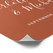 Terracotta Handtekening Script Bruiloft Welkomstbo Poster (Hoek)