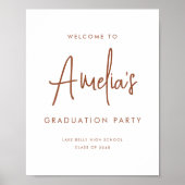 Terracotta Handwriting Graduation Party Welkom Poster (Voorkant)