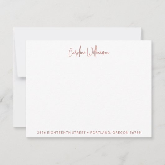 Terracotta Handwriting Name Address Personalized Notitiekaartje (Voorkant)