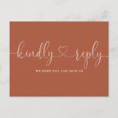 Terracotta Hart Script Lied Verzoek RSVP Uitnodiging Briefkaart (Voorkant)
